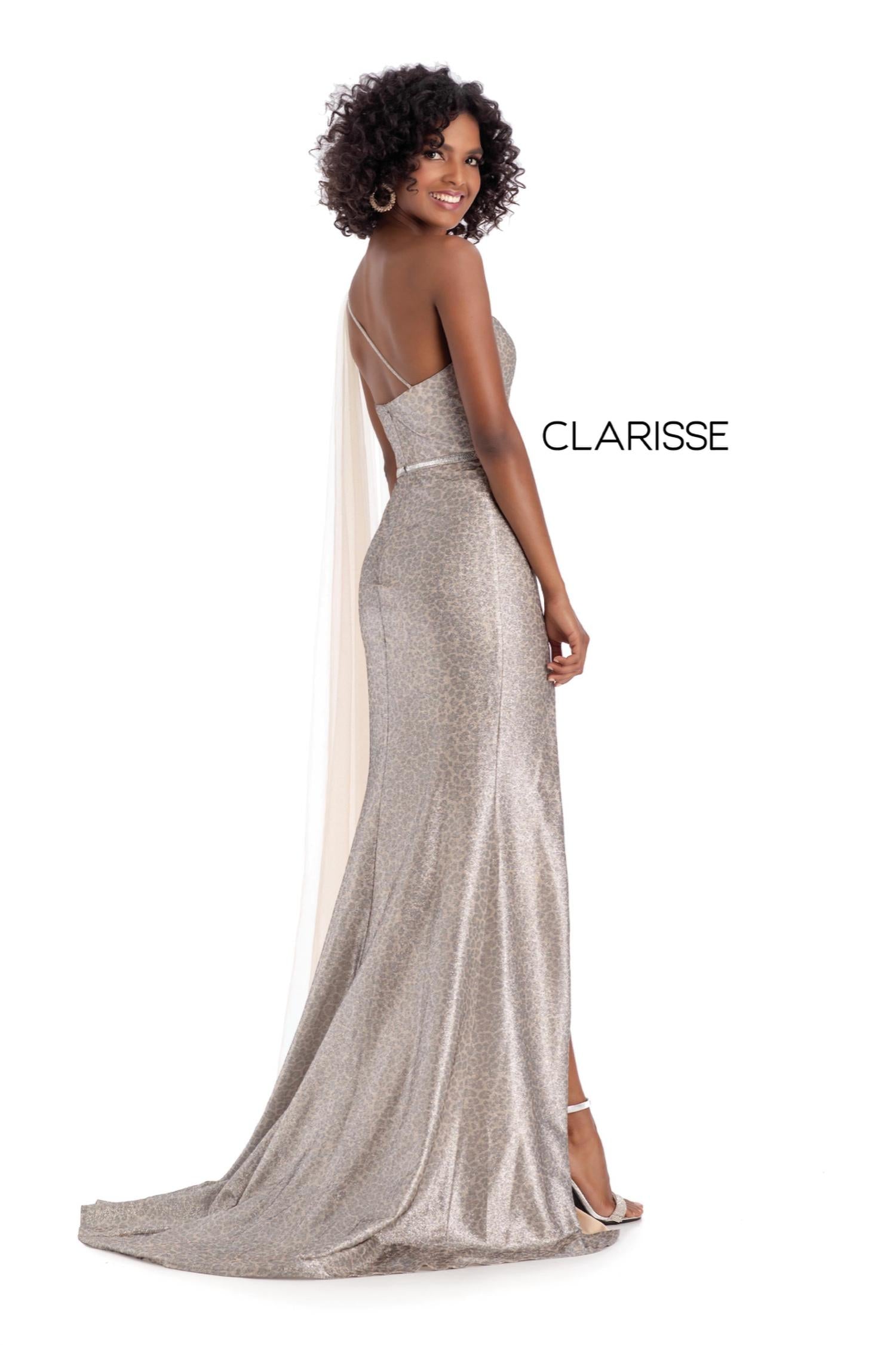 Champagne Print Evening Gown