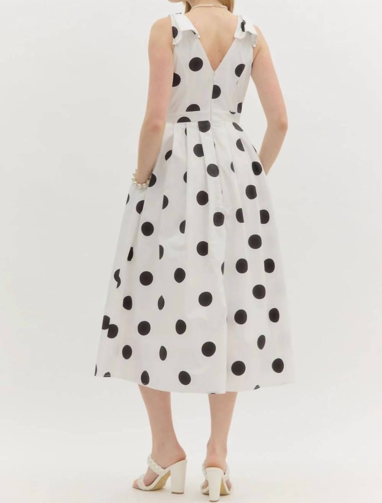 Entro - Nia Polka Dot Pleated Midi Dress