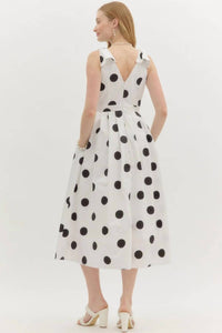 Entro - Nia Polka Dot Pleated Midi Dress