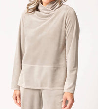 habitat Cozy Velour Tranquil Top in latte - women's long sleeve top - alternate view