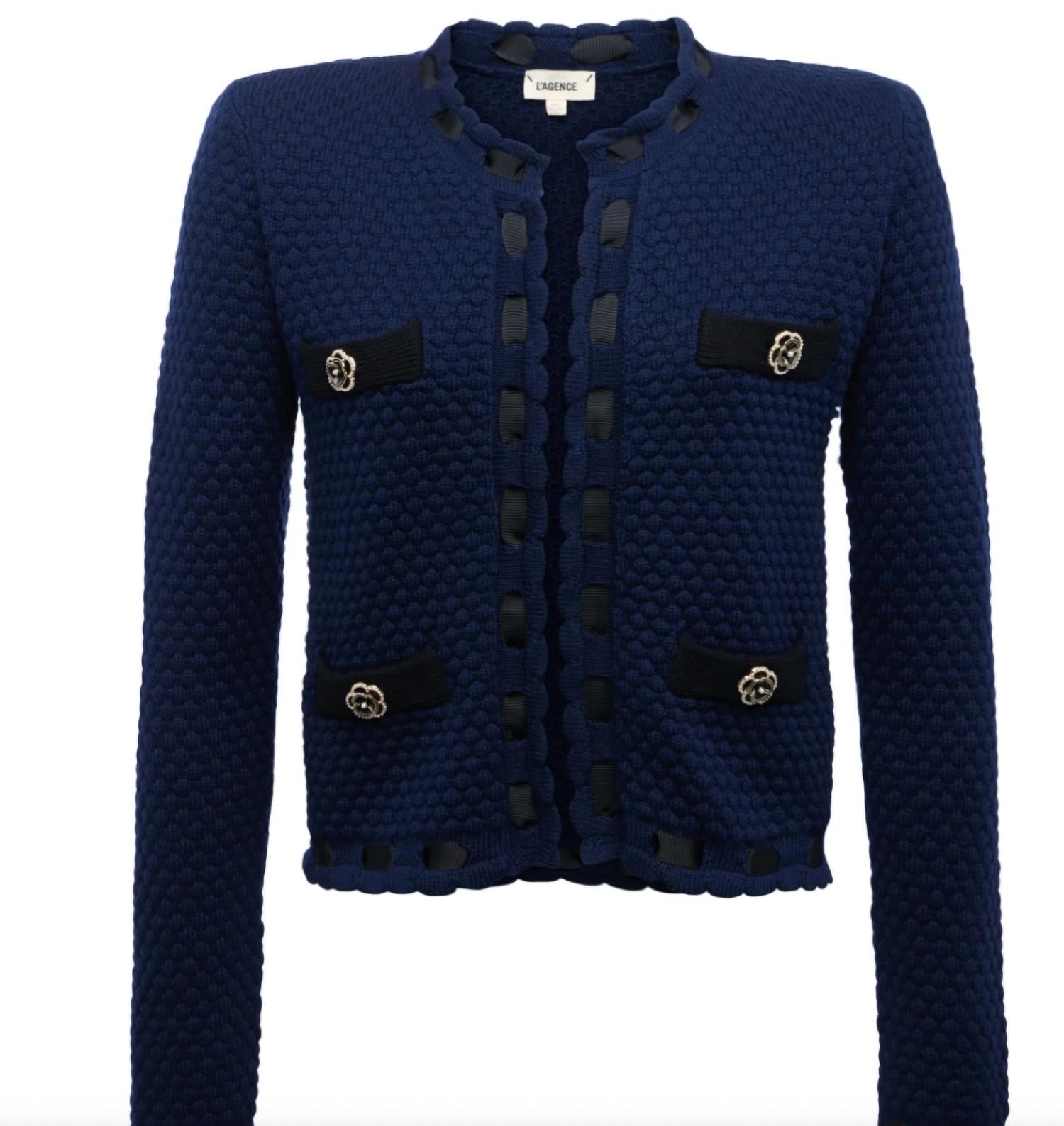 L'Agence - Astor Grosgrain Trimmed Cardigan Jacket