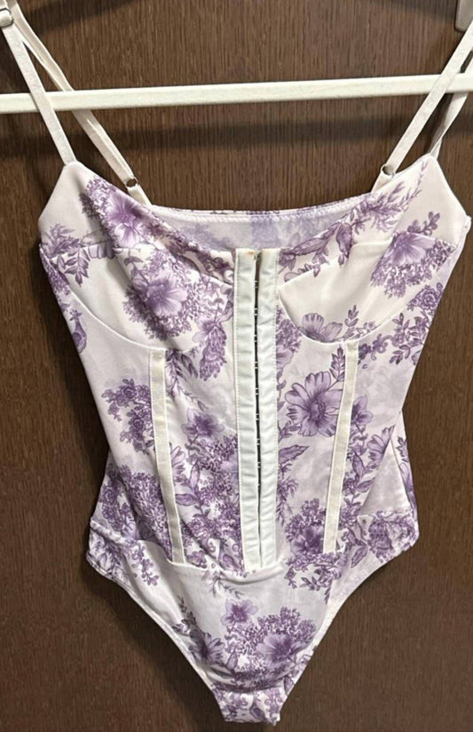 Free People - Printed Night Rhythm Corset Bodysuit