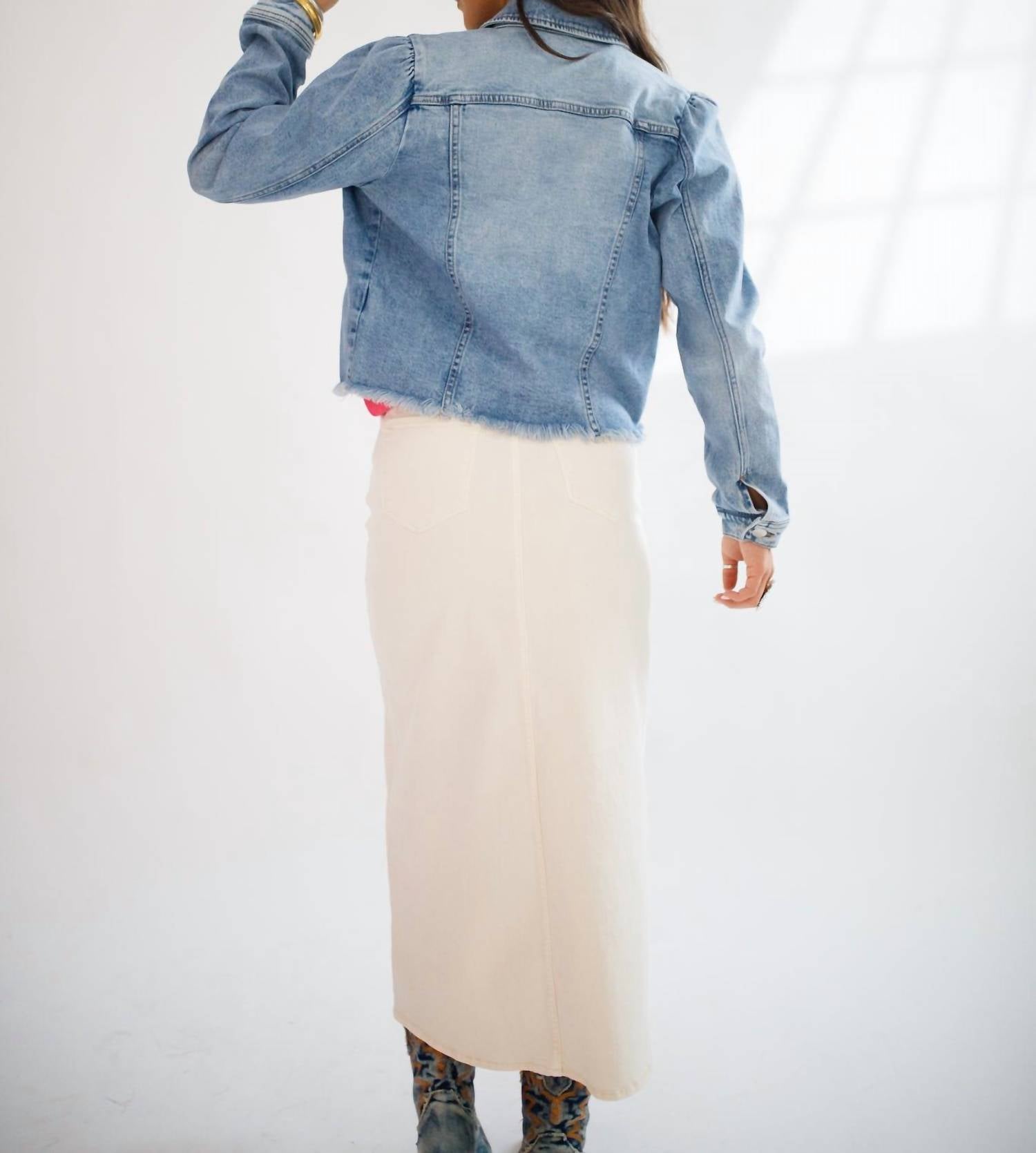 DEAR JOHN DENIM Vianna Front Slit Denim Skirt in wheat - women's skirt - view 4