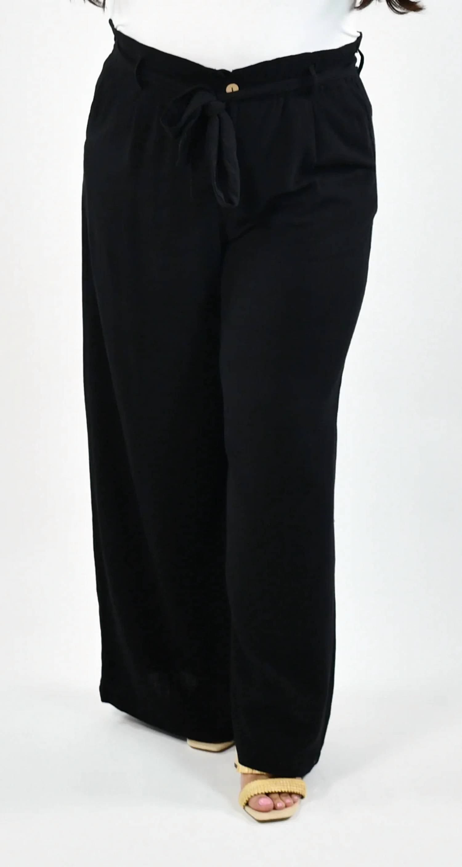 Geegee - Linen Wide Leg Pants - Plus