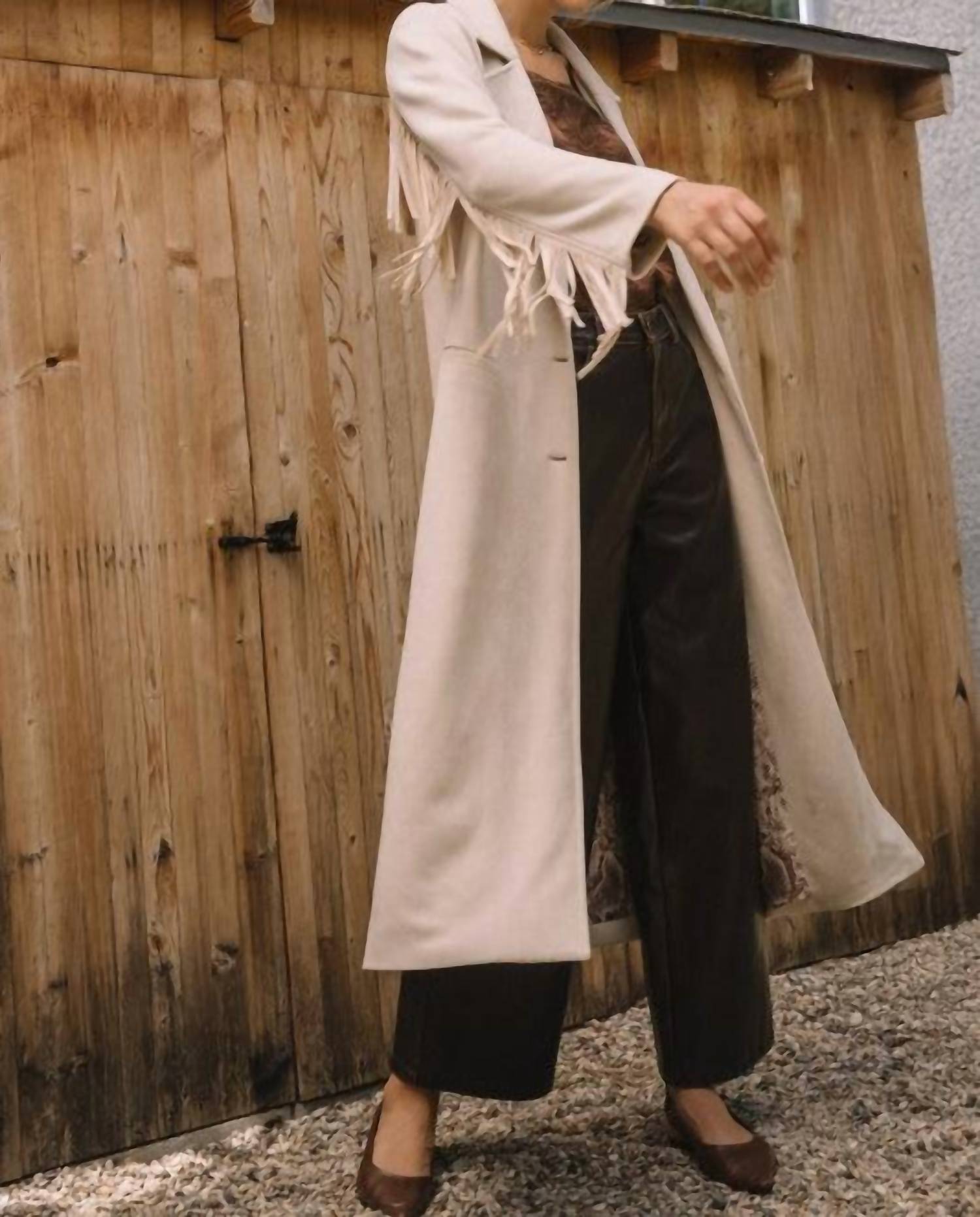 Skies Are Blue - Fringe Detail Maxi Coat