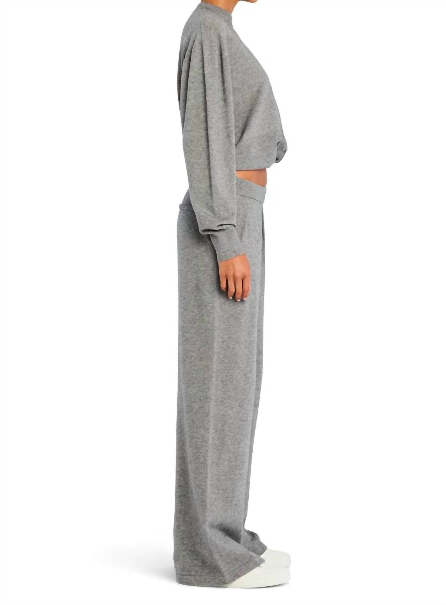 SER.O.YA Alya Knit Pleated Trousers in heather grey - women's pants - alternate view