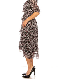 Maison Tara - Short Sleeve Multilayered Ruffle Dress