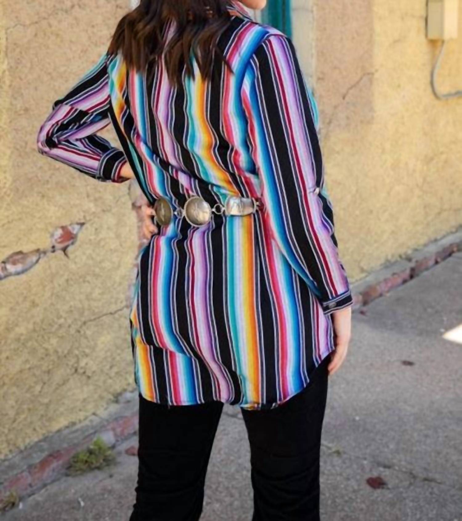 Lucky & Blessed - Serape Button Up Tunic Shirt