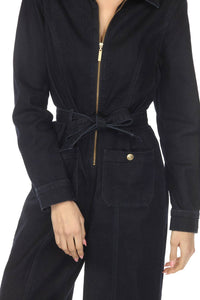 Joseph Ribkoff - Zip Front Belted Denim Jumpsuit