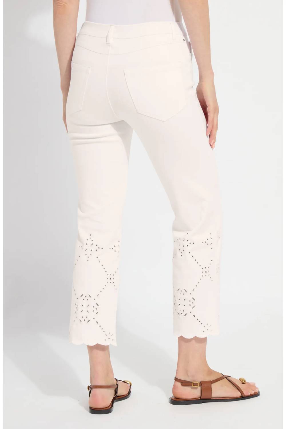 Lysse - Billie Eyelet Pull-on High Waist Crop Straight Leg Jeans