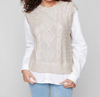 Charlie B - Foiled Crew Neck Fooler Sweater Vest