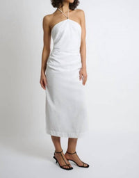 onia Ruched Halter Midi Dress in white - women's dress - alternate view