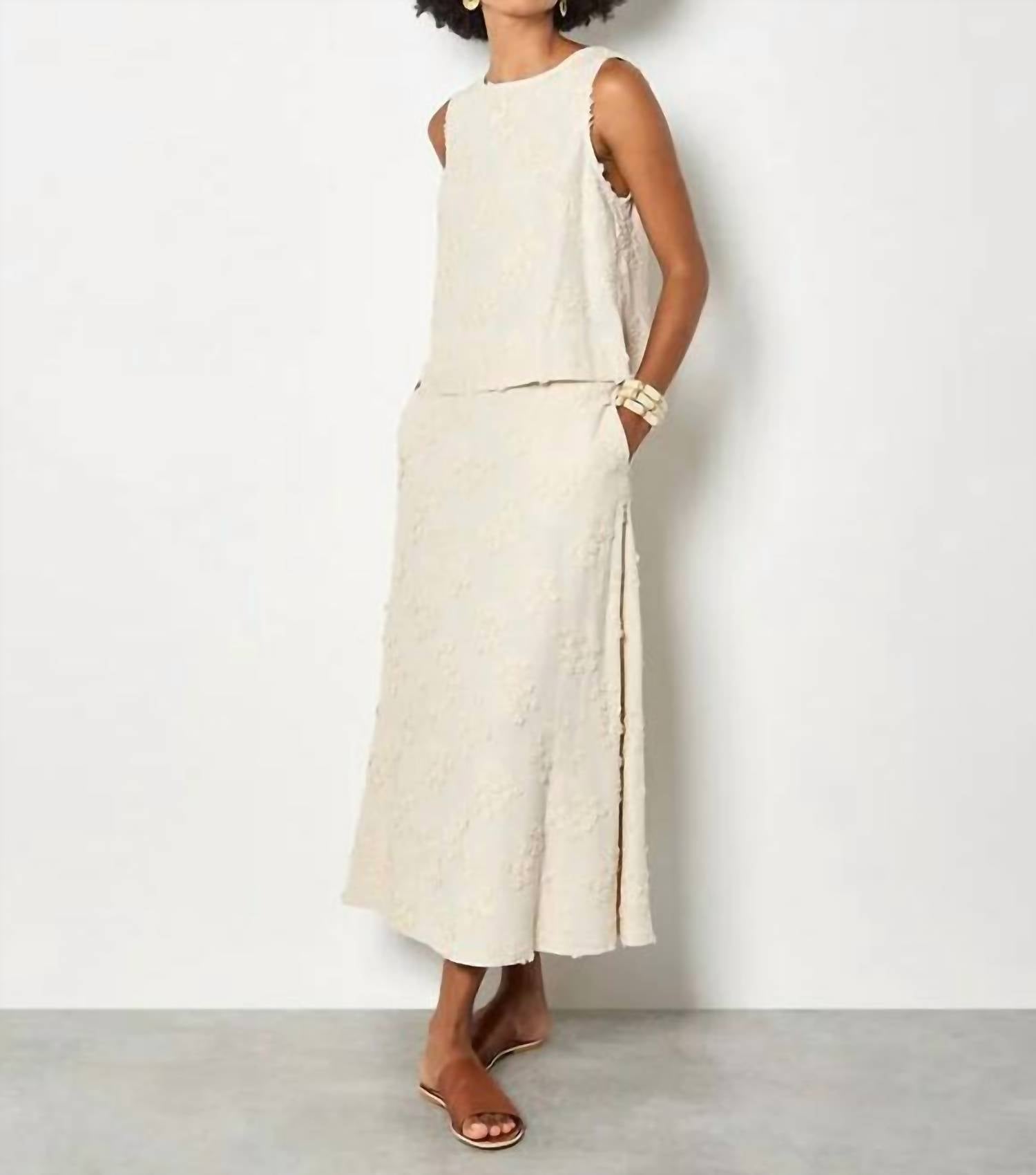 Apricot - Dandelion Embroidered Midaxi Skirt