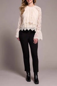 TRIBAL Tiered Blouse With Lined Body in moonstone - women's blouse - detail view