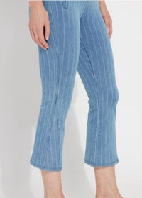 Lysse Women's Shelli Crop Pant in bleached blue denim pinstripe - women's pants - alternate view
