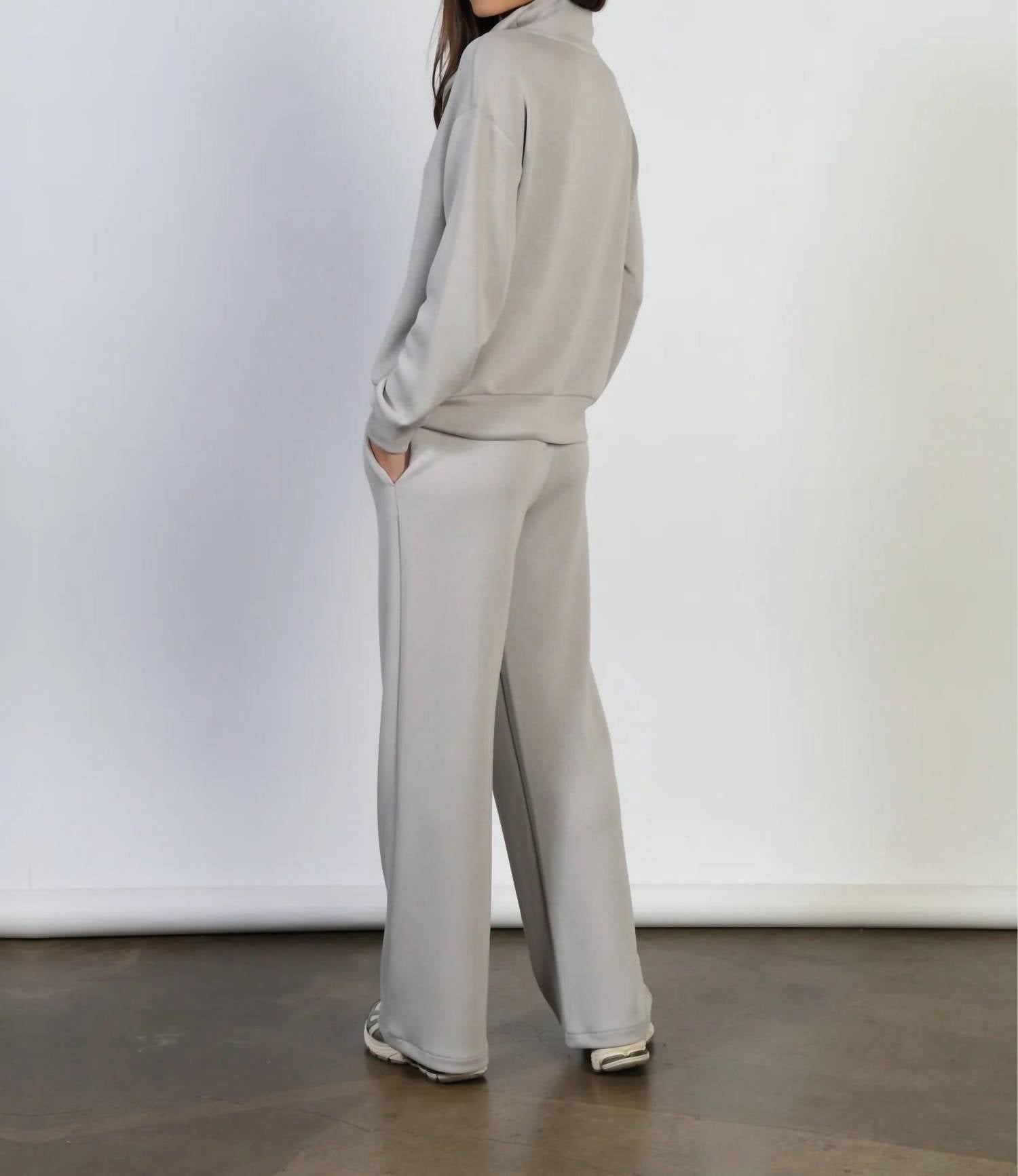 Dylan Saturday Wide Leg Pant in heather grey - women's pants - alternate view