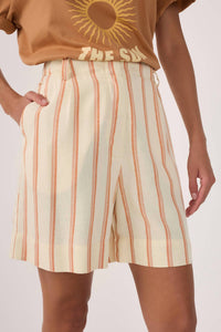 dress to Striped Walking Shorts in cream orange - women's shorts - detail view