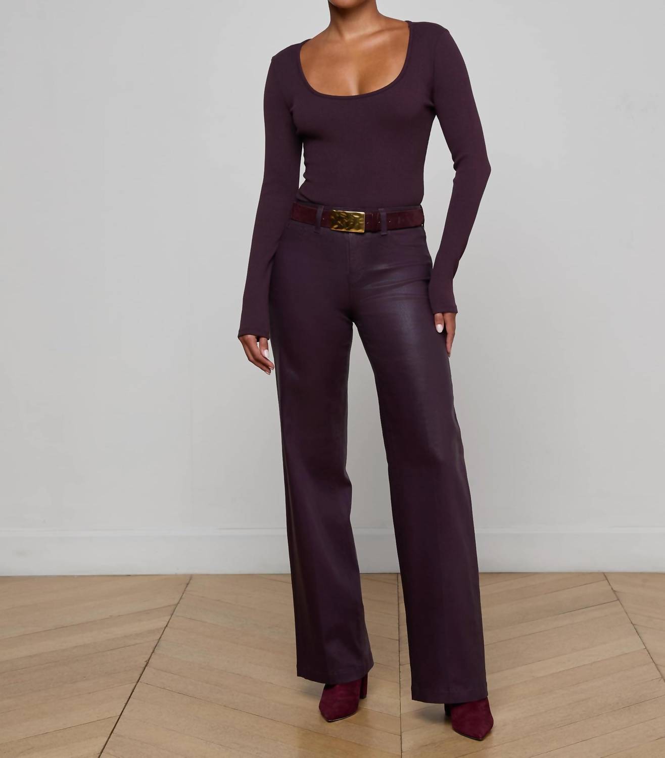 L'Agence - Scottie Coated Wide-leg Jean