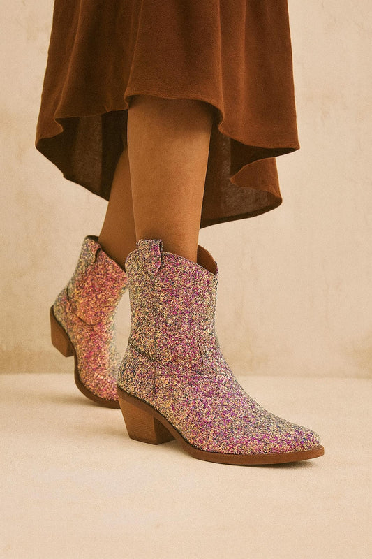 Old Cutler - Women's Mermaid Glitter Western Boots With Classic Cowboy Heel