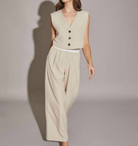 Moda Borboleta - Vest & Wide Leg Pants Set
