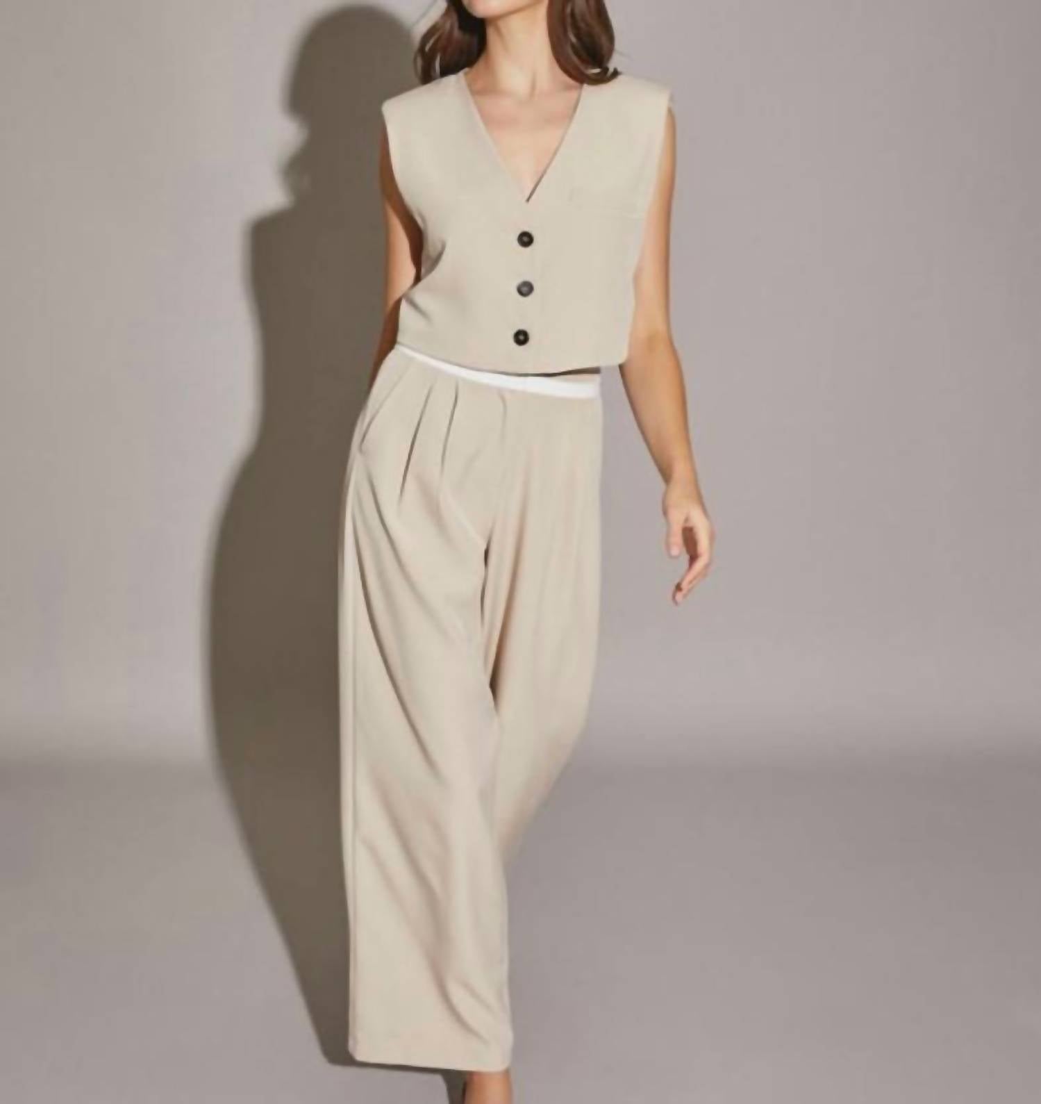Moda Borboleta - Vest & Wide Leg Pants Set