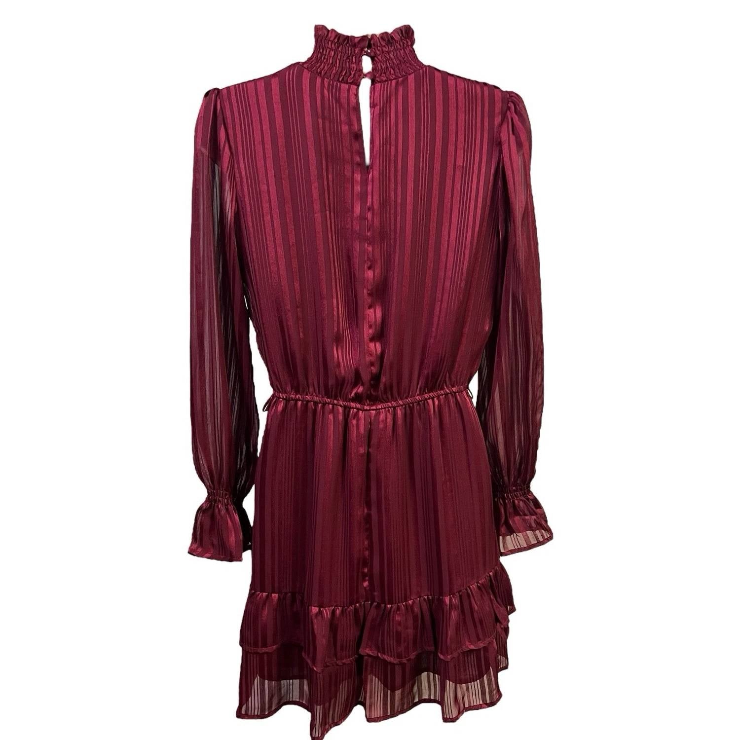 Dress Forum - Women's Mock Neck Ruffle Tiered Hem Mini Dress