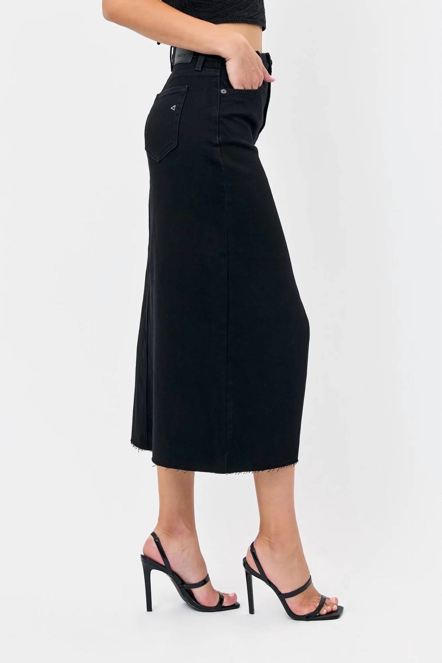 Hidden - Peyton High Rise Midi Denim Skirt