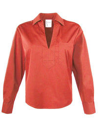 Finley Joni Popover Shirt in cinnamon - women's blouse - detail view