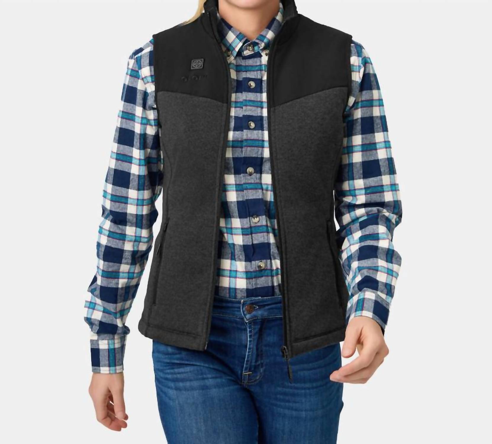 Ororo Augusta Heated Sweater Fleece Vest in dark heather gray - women's jacket - alternate view
