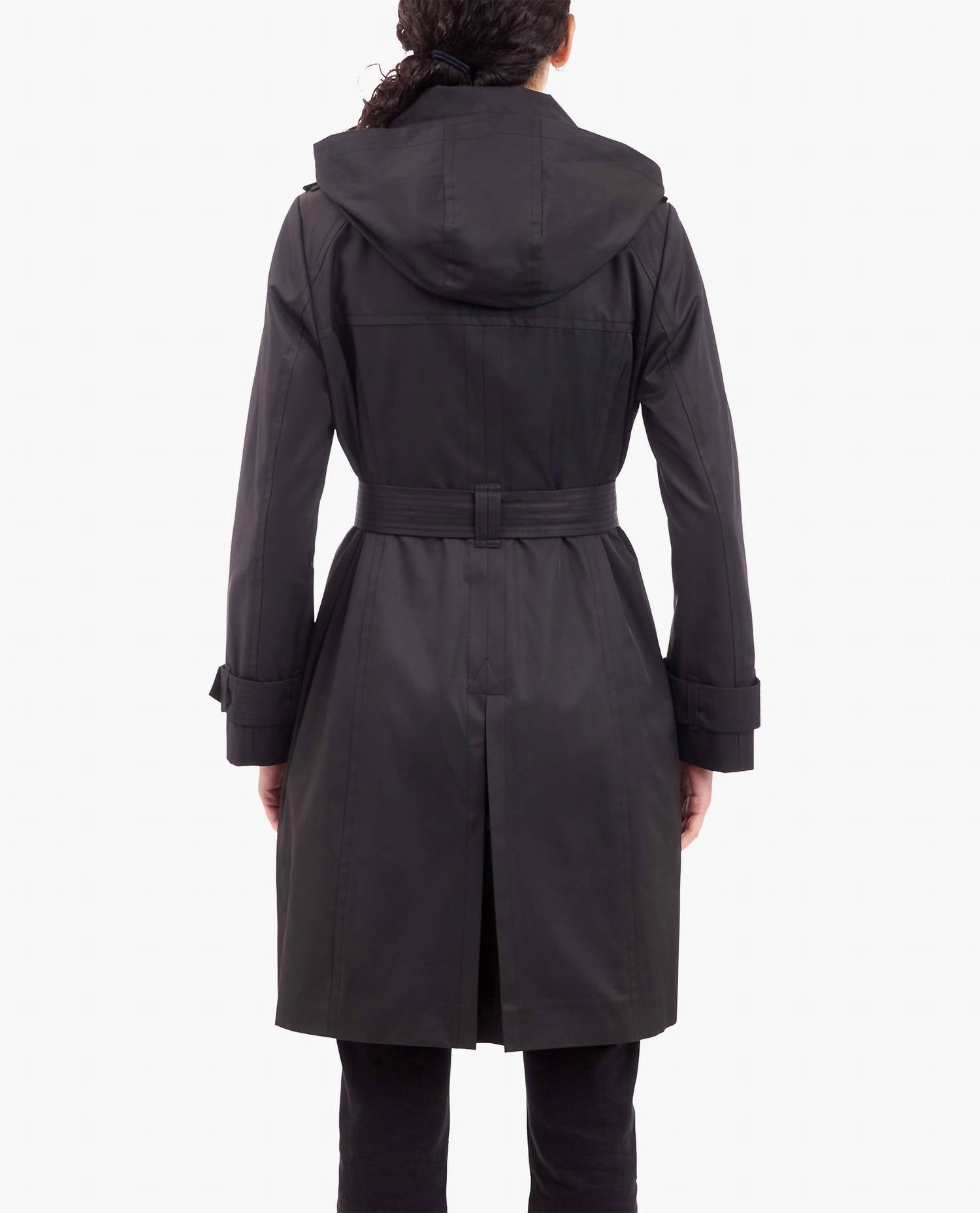 London Fog - Double Breasted Trench With Button Off Hood