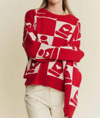 Jade By Jane - Checkered Christmas Mitts & Beanie Sweater