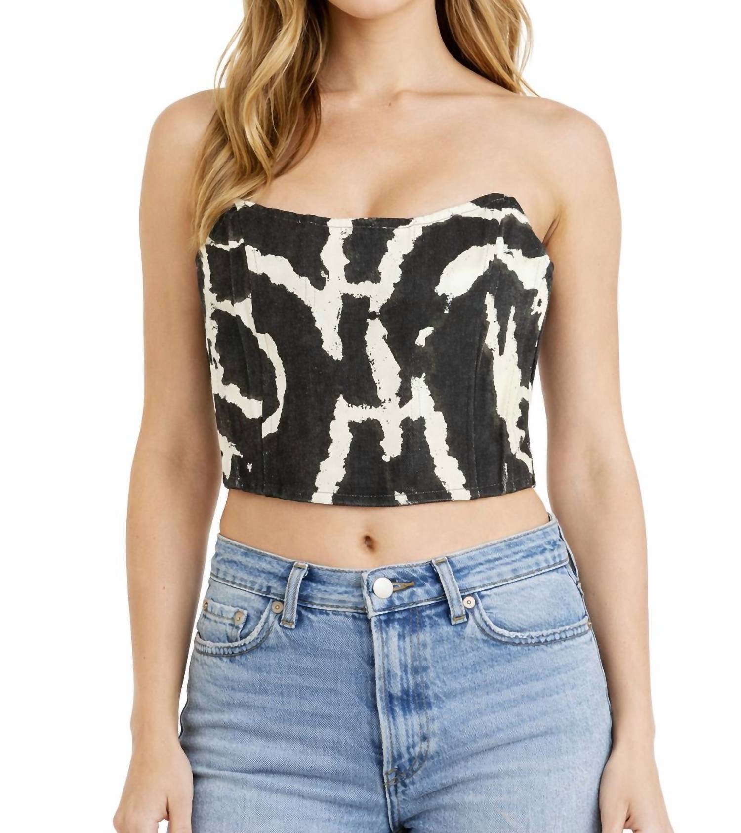 Pretty Garbage Rodeo Corset Top in black multicolor - women's shirt