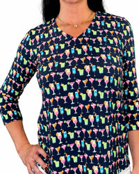 Lulu-B - Tropical Cocktails 3/4 Sleeve Upf 50+ Top