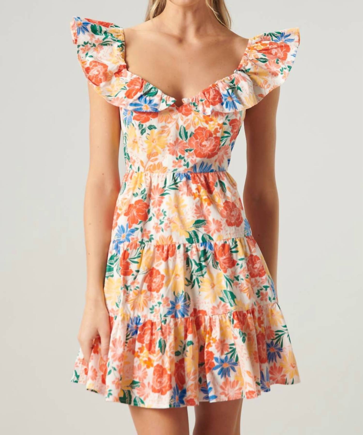 Sugarlips - Saint Lucia Floral Sweetheart Ruffle Mini Dress