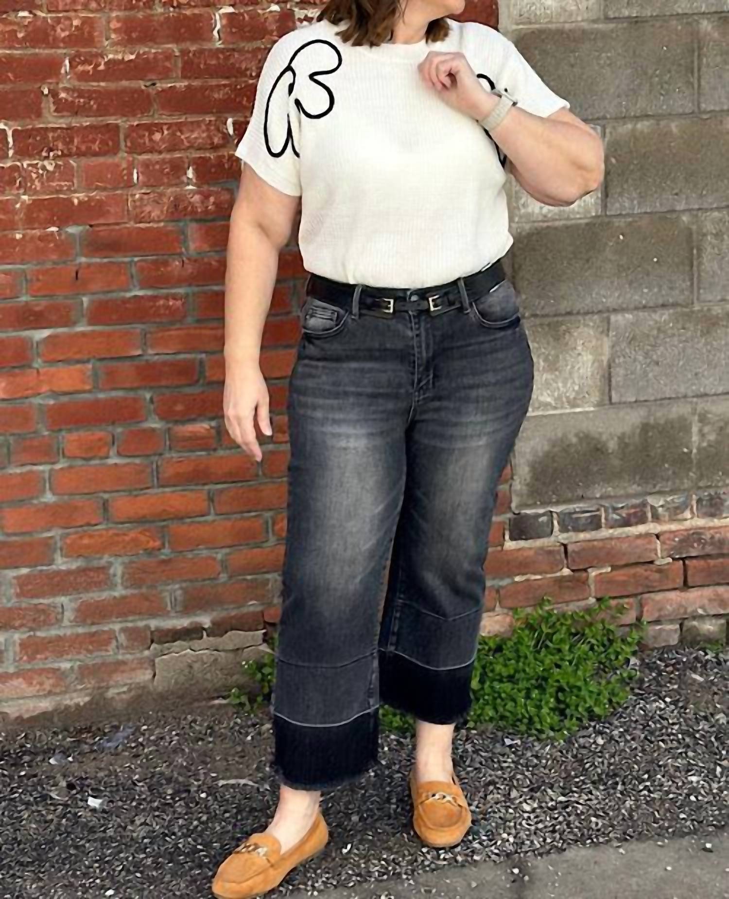 Judy Blue - Women's Kiana Leased Hem Wide Leg Crop Jeans