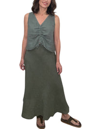 Milio Milano - Crinkle Linen Midi Skirt