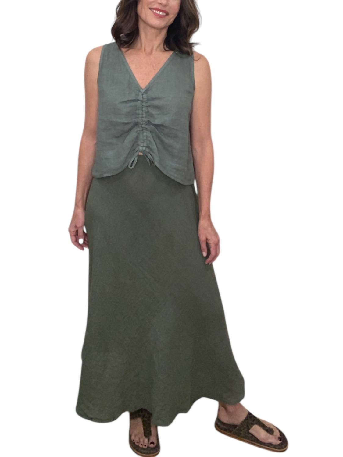 Milio Milano - Crinkle Linen Midi Skirt