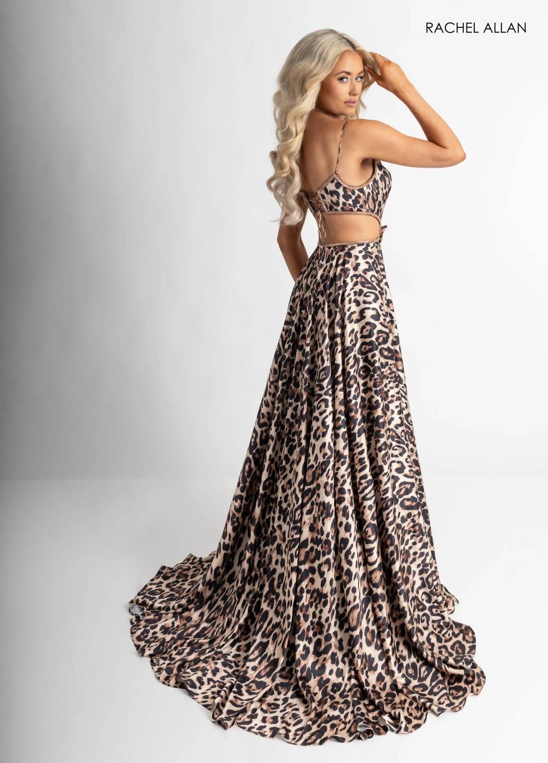Rachel Allan Cheetah Satin Dress in animal print - women's dress - alternate view