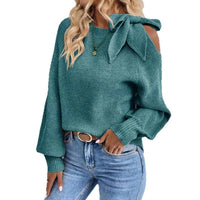 Masyal - Tabitha Bow Lantern Sleeve Knit Cardigan Sweater