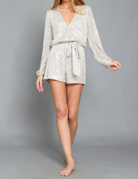 Moda Borboleta - Sequin Long Sleeve Romper