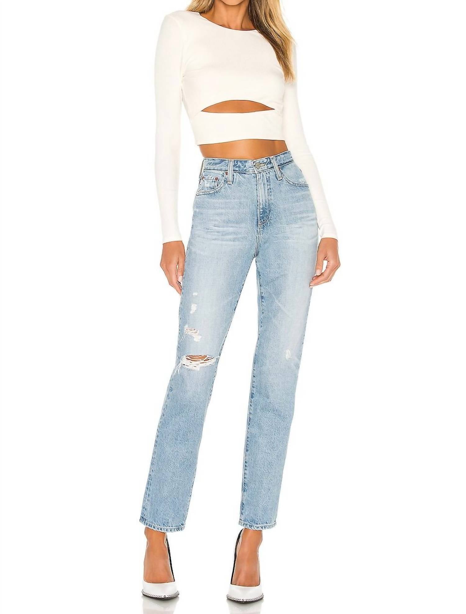 Lovers + Friends Clea Long Sleeve Ribbed Crop Top in yellow - women's shirt - view 4