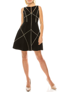 Aidan Mattox - Sleeveless Geometric Mesh Party Dress
