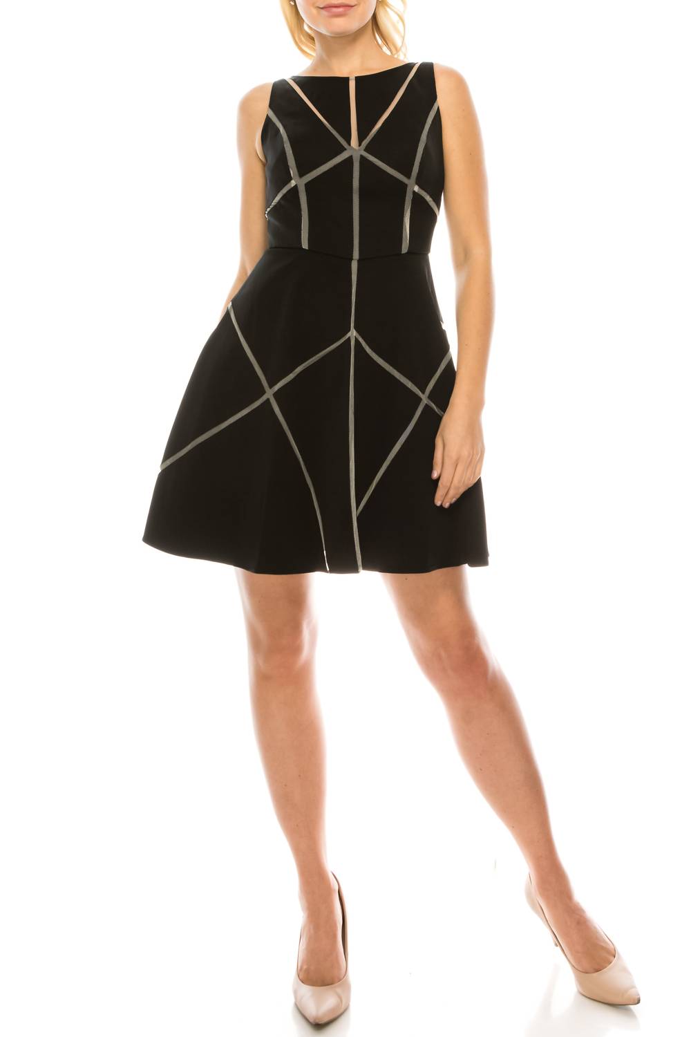 Aidan Mattox - Sleeveless Geometric Mesh Party Dress