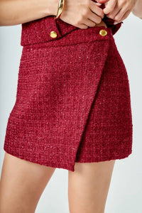 2.7 AUGUST APPAREL Holiday Chateau Tweed Mini Skirt in red - women's skirt - view 5
