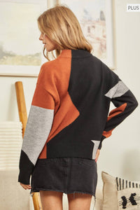 ANDREE BY UNIT Colorblock Sweater - Plus in black mocha - women's sweater - view 5