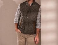 Madison Creek Outfitters Greenville Diamond Quilted Nylon Vest in loden - men's jacket - detail view
