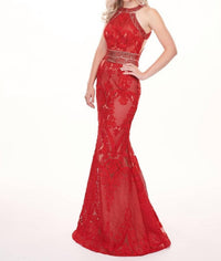 Rachel Allan - Lace Halter Neck Prom Dress