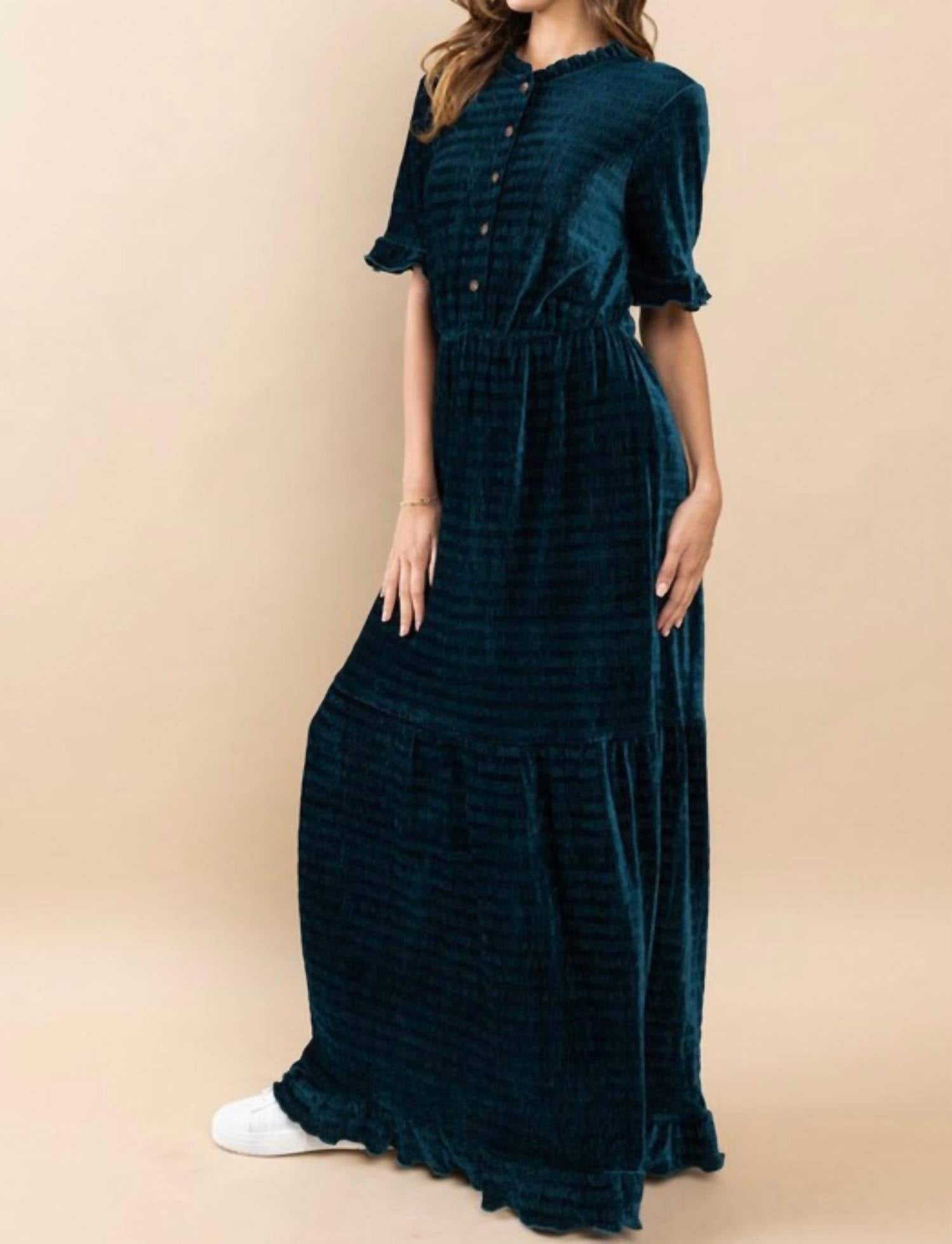 Ces Femme - Odense Velvet Striped Maxi Dress