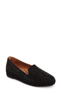 L'amour Des Pieds Women's Correze Embellished Loafer in black suede - women's flats