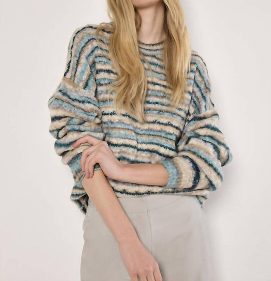 Apricot - Aran Knit Stripe Sweater